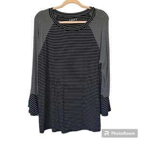 LOFT Navy & White Super Soft Rayon Spandex Stretchy Long Sleeve Lounge Top XL